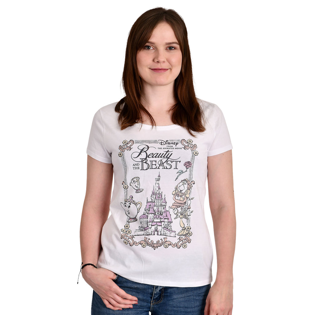 Image produit La Belle et la Bête - T-shirt Portrait de film pour femmes blanc