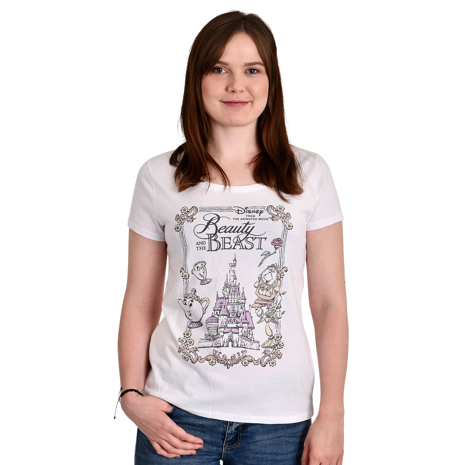 Image produit La Belle et la Bête - T-shirt Portrait de film pour femmes blanc