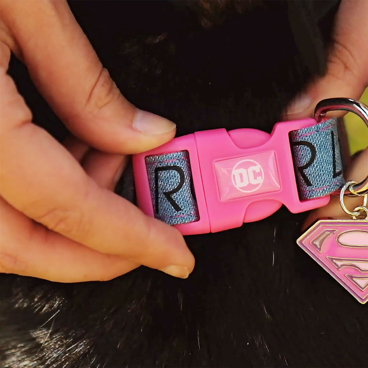 Image produit Collier Supergirl Click pour chiens rose-bleu