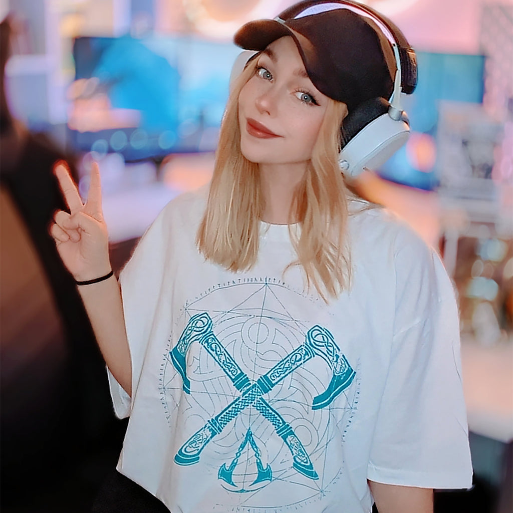 Image produit Assassin's Creed - T-shirt blanc Valhalla Crossaxe