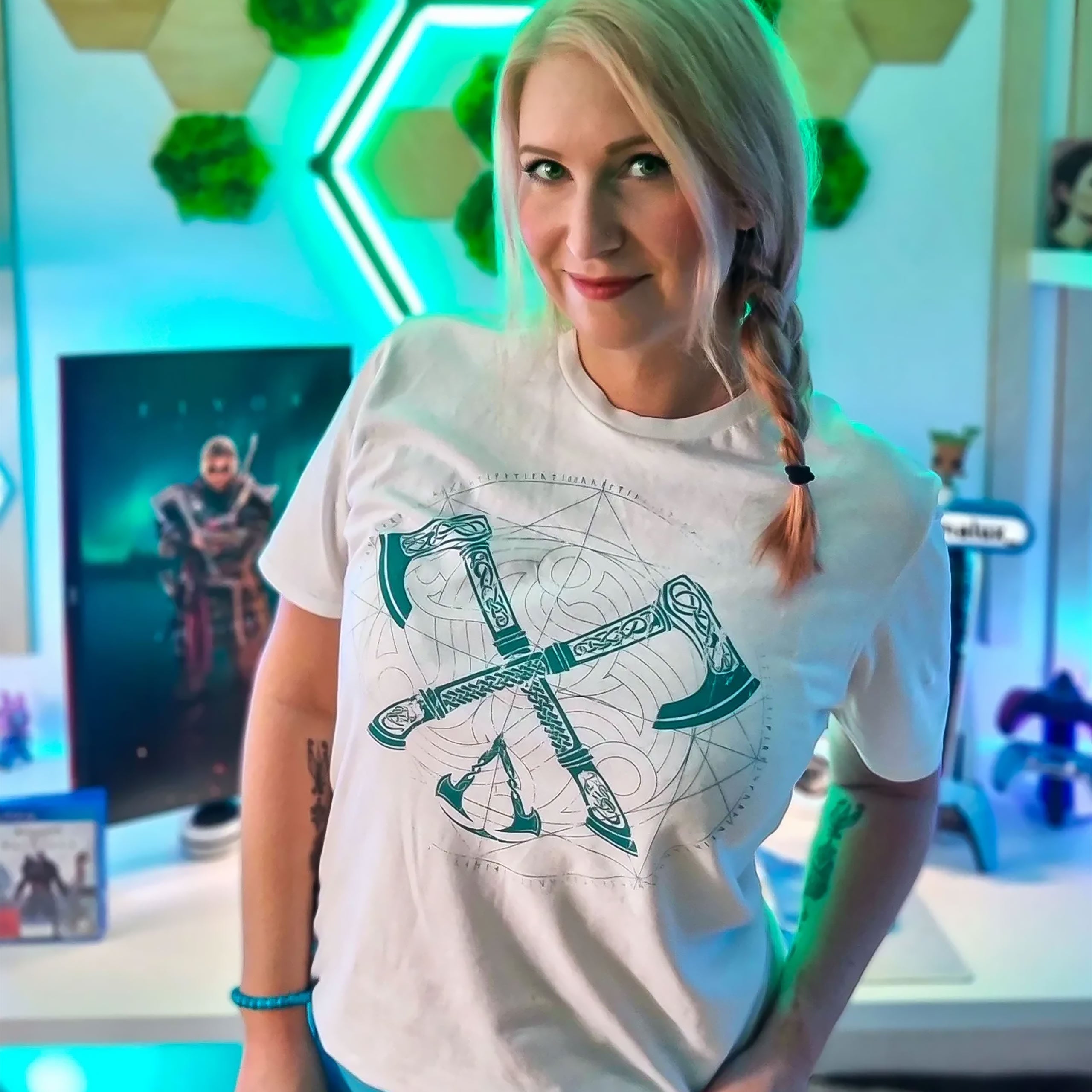 Image produit Assassin's Creed - T-shirt blanc Valhalla Crossaxe