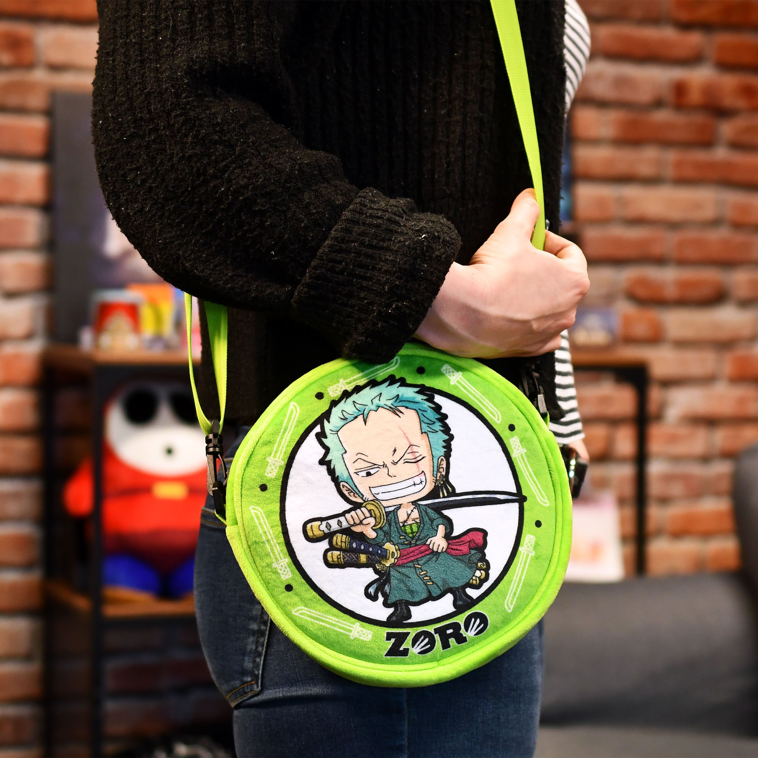 Image produit One Piece - Sac à bandoulière en peluche Zoro vert