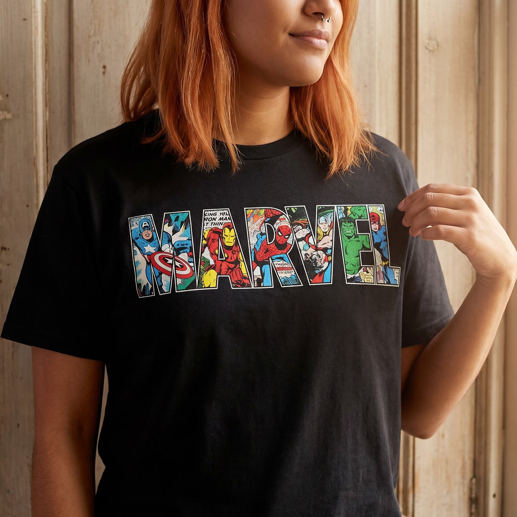 Image produit Marvel - T-shirt Logo Comic Strip noir
