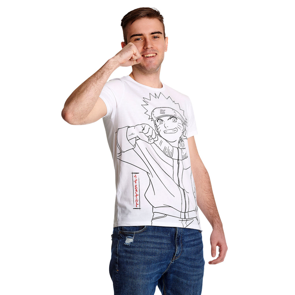 Image produit Naruto - T-shirt Sketch Monochrome blanc