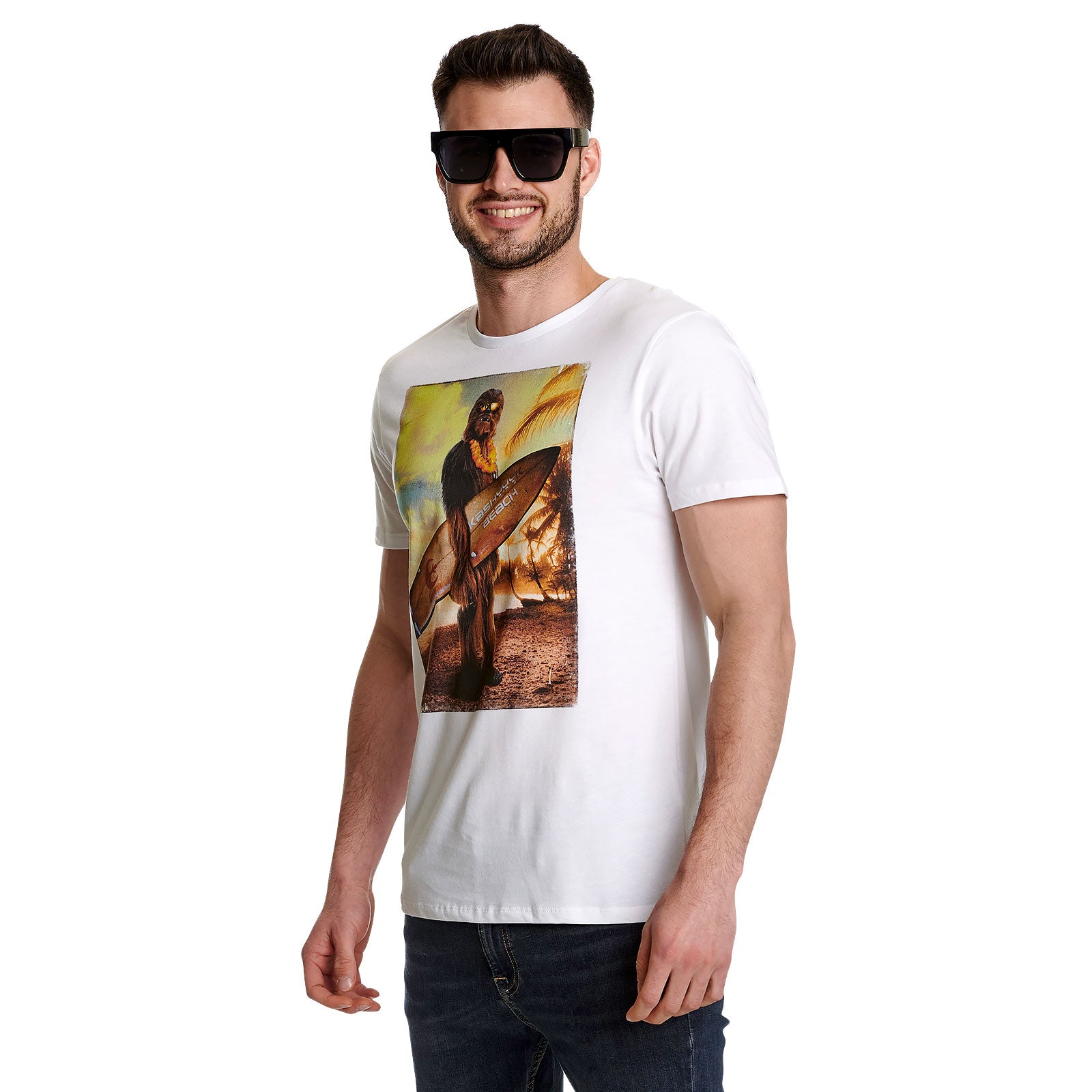 Image produit Star Wars - T-shirt Wookiee Surfer blanc