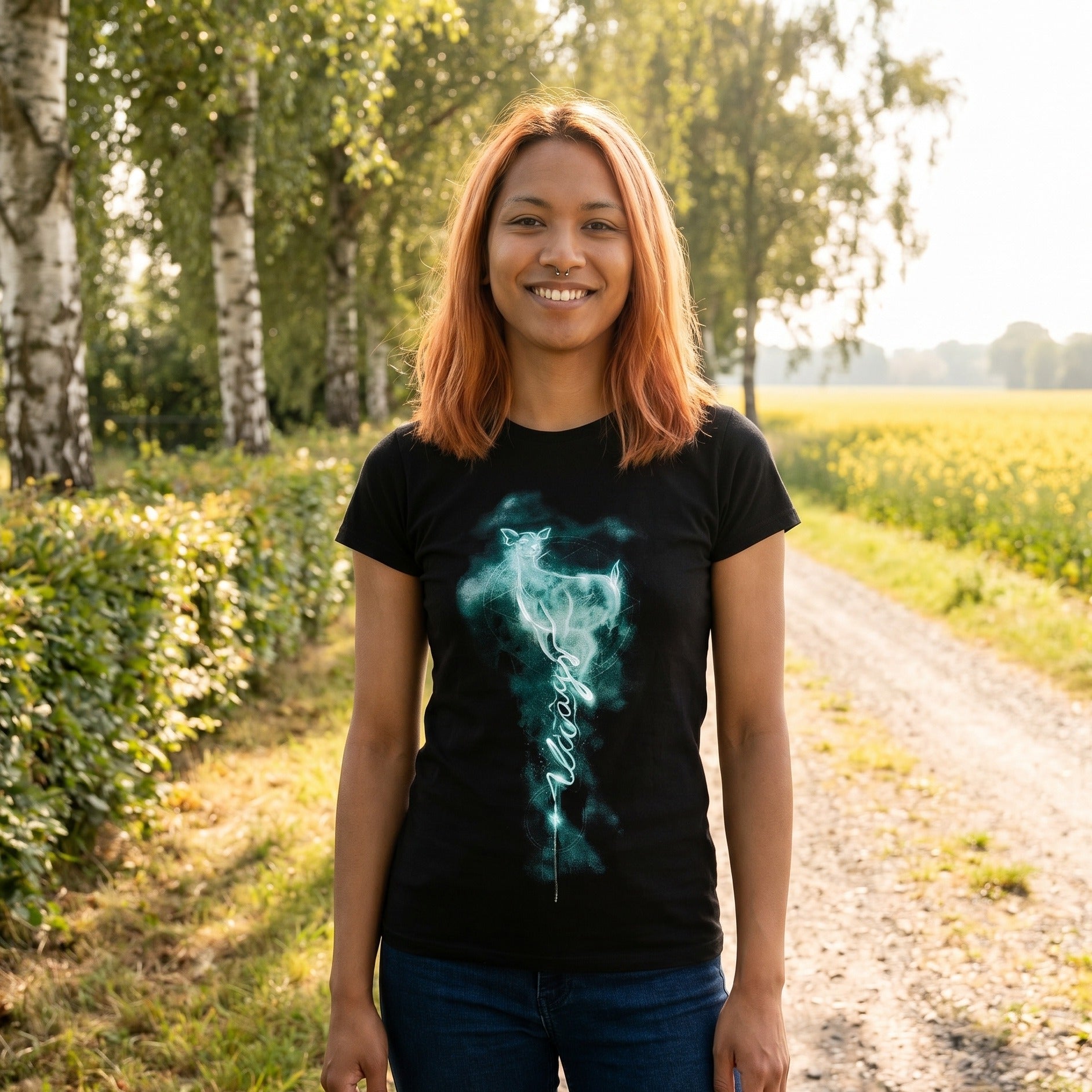 Image produit T-shirt Femme Snape Patronus Always Noir - Harry Potter