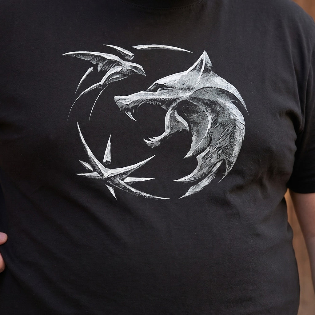 Image produit Witcher - T-Shirt Emblème de Loup Noir