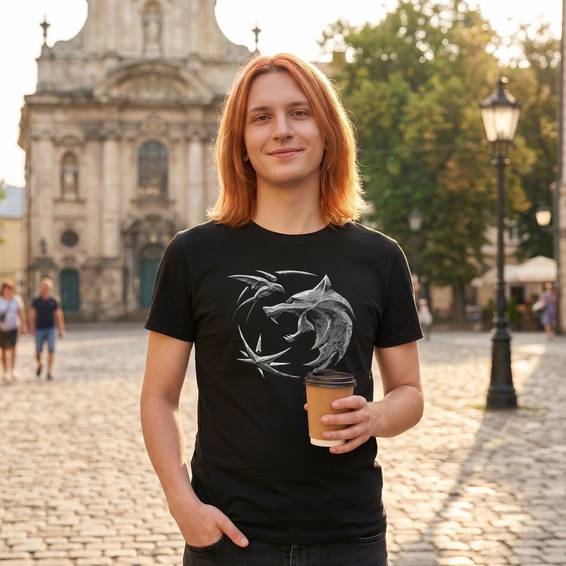 Image produit Witcher - T-Shirt Emblème de Loup Noir