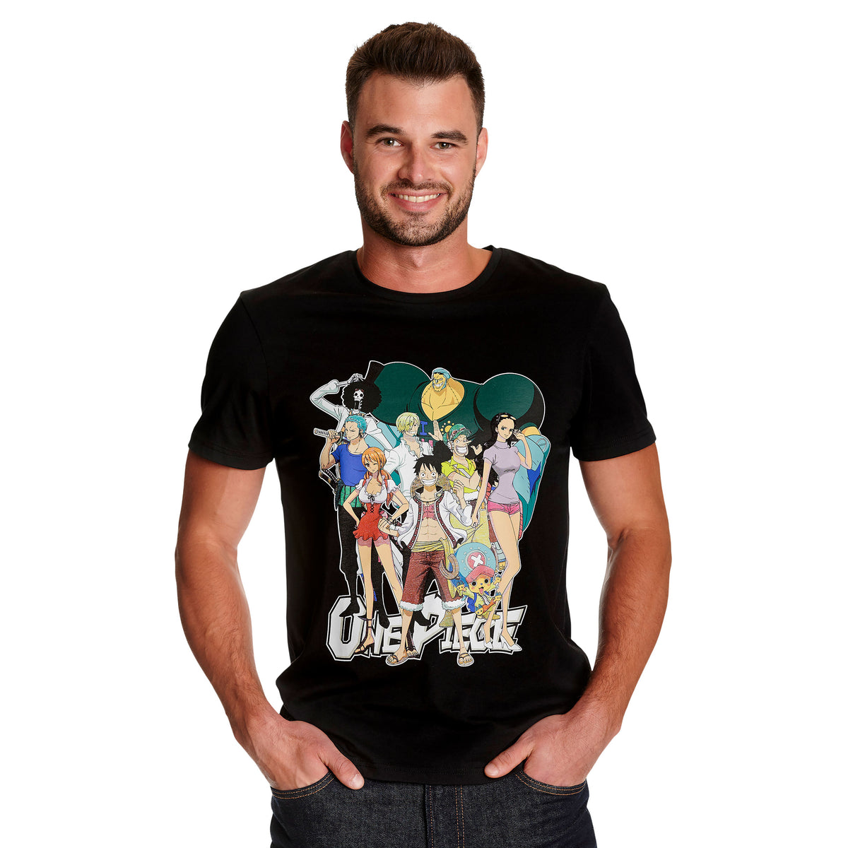 Image produit One Piece - Ruffy avec T-shirt noir de l'équipage du Chapeau de paille