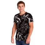 Image produit Harry Potter - T-shirt noir et blanc avec blasons des maisons