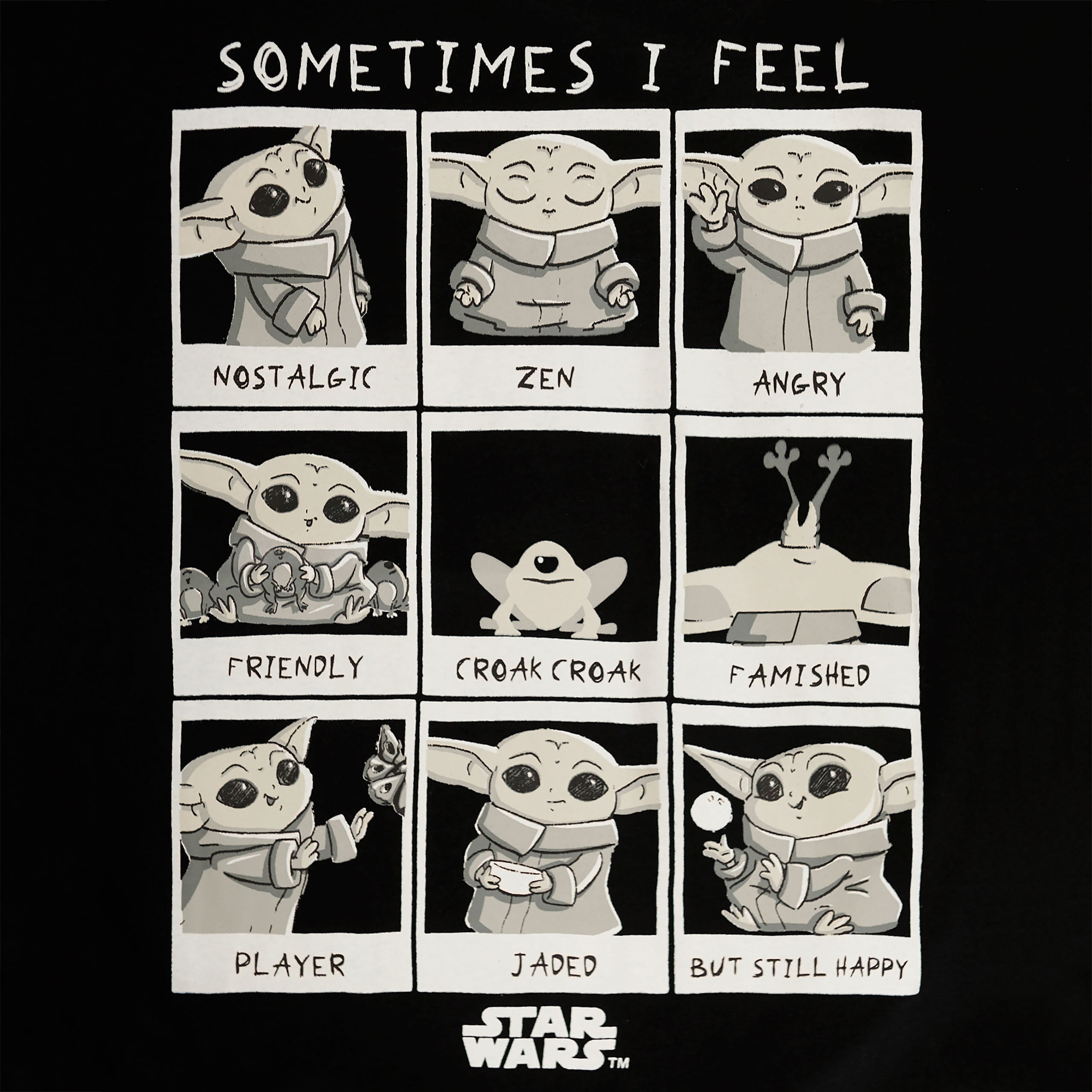 Image produit T-shirt Grogu Emotions pour femmes noir - Star Wars The Mandalorian