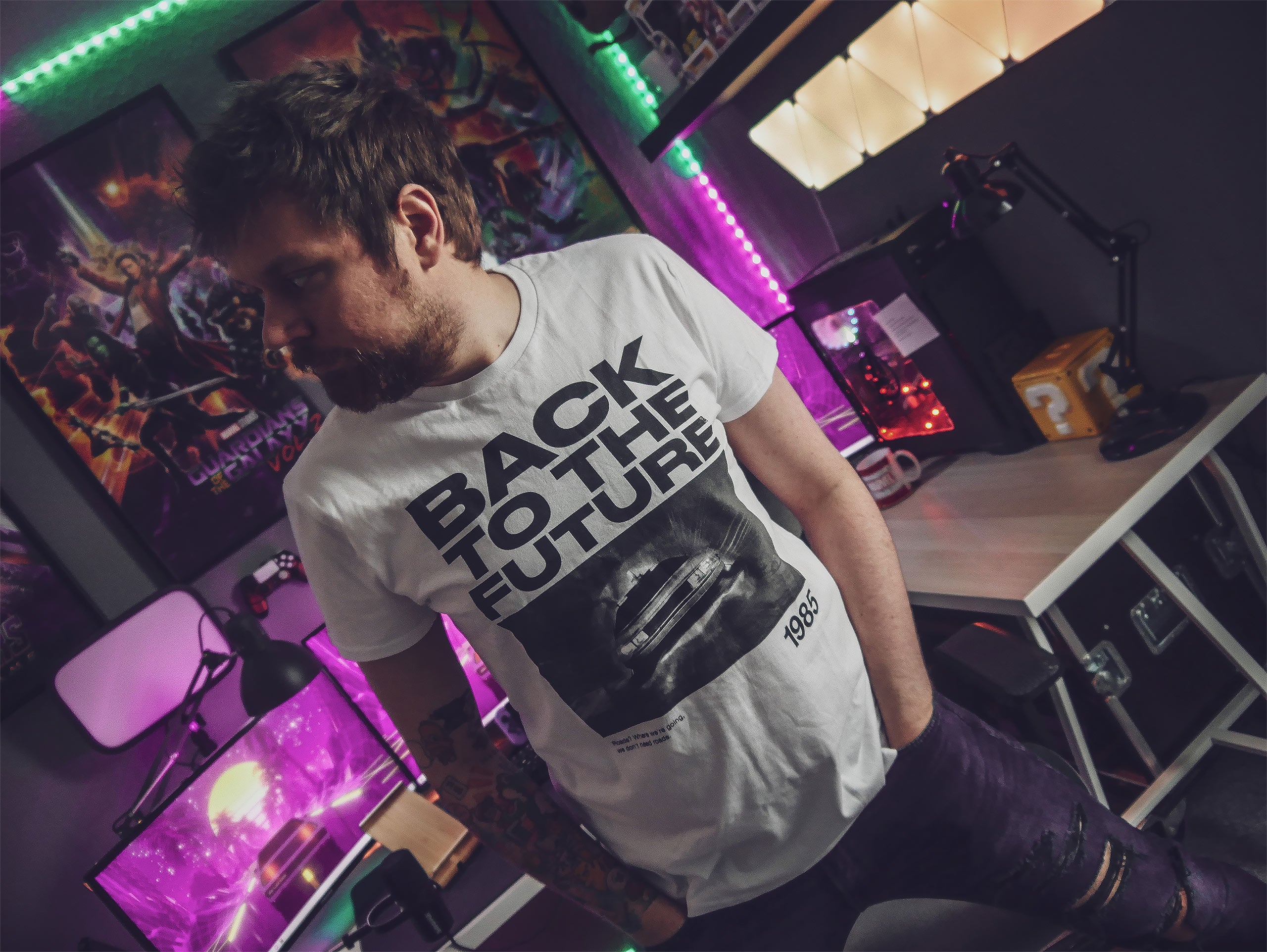 Image produit Retour vers le Futur - T-shirt blanc Back to the Future 1985