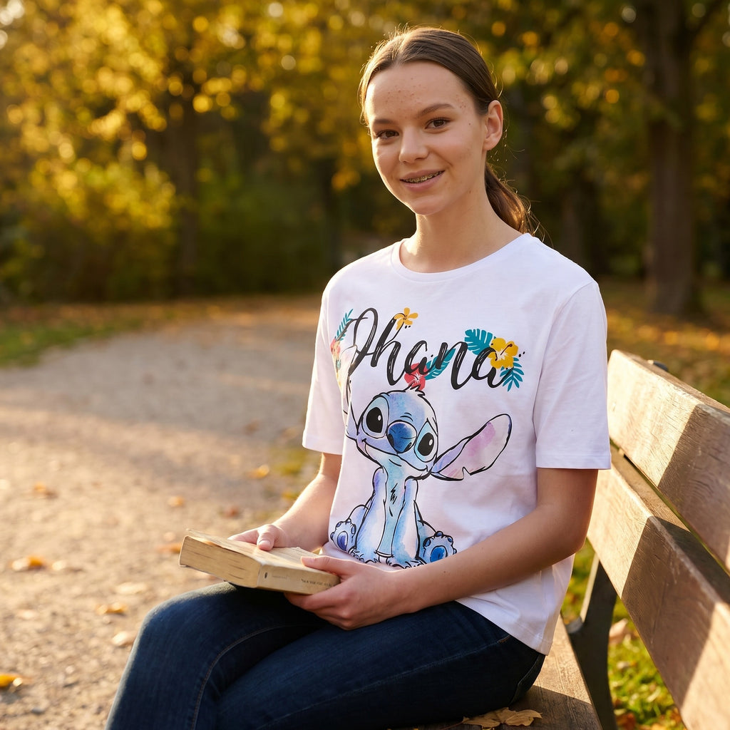 Image produit Lilo & Stitch - T-shirt Ohana pour femmes blanc