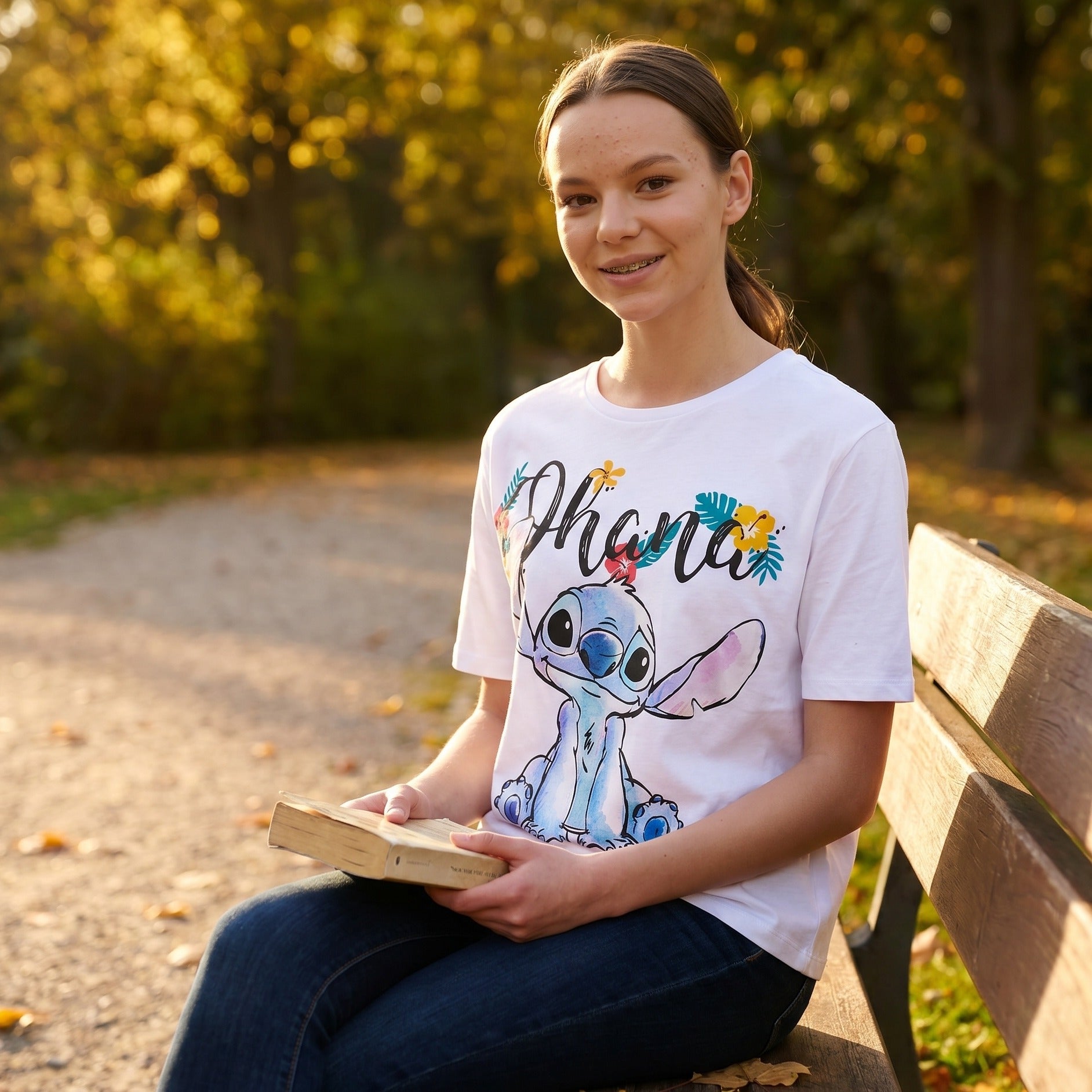 Image produit Lilo & Stitch - T-shirt Ohana pour femmes blanc