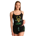 Image produit Loki - Pyjama Logo Femme court avec dentelle noir