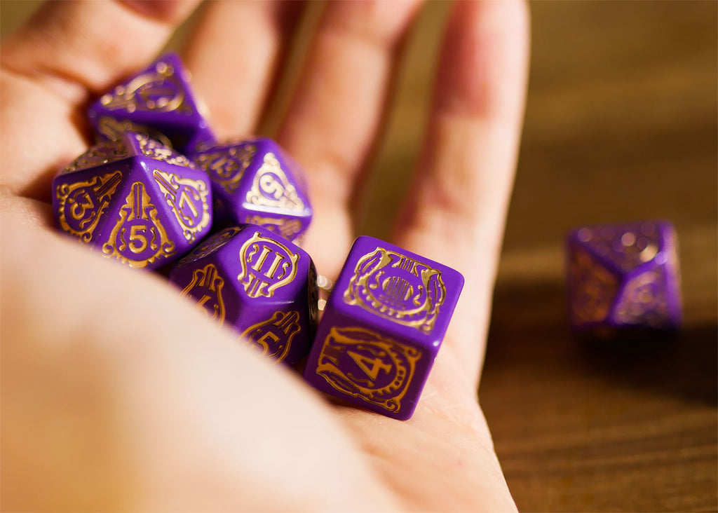 Image produit Witcher - Dandelion Vicomte de Lettenhove Set de Dés RPG 7 pièces avec Pièce de Collection