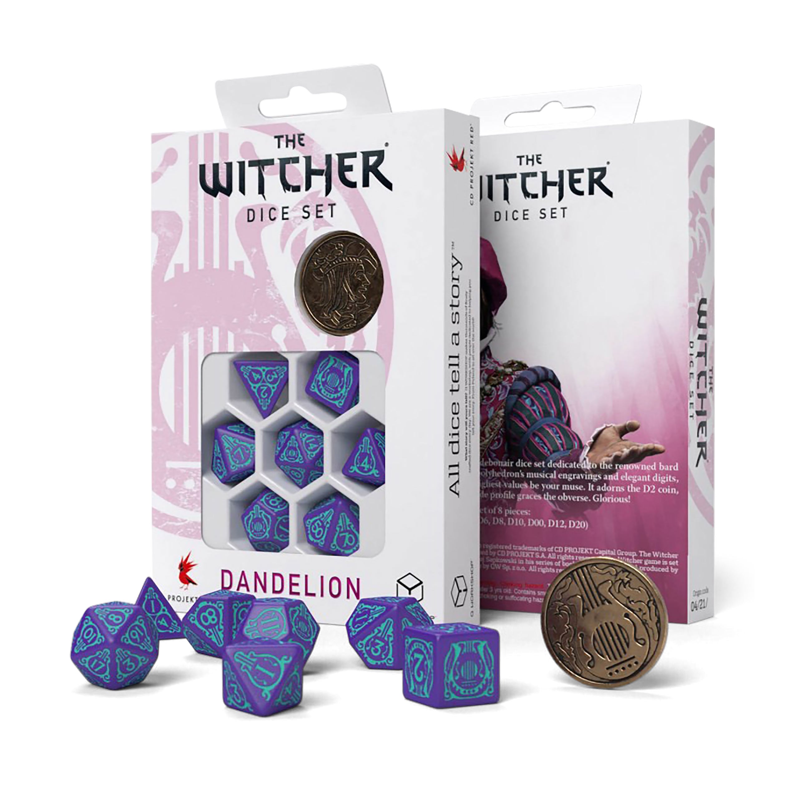 Image produit Witcher - Dandelion Demi-siècle de poésie RPG Set de dés 7pcs avec pièce de collection