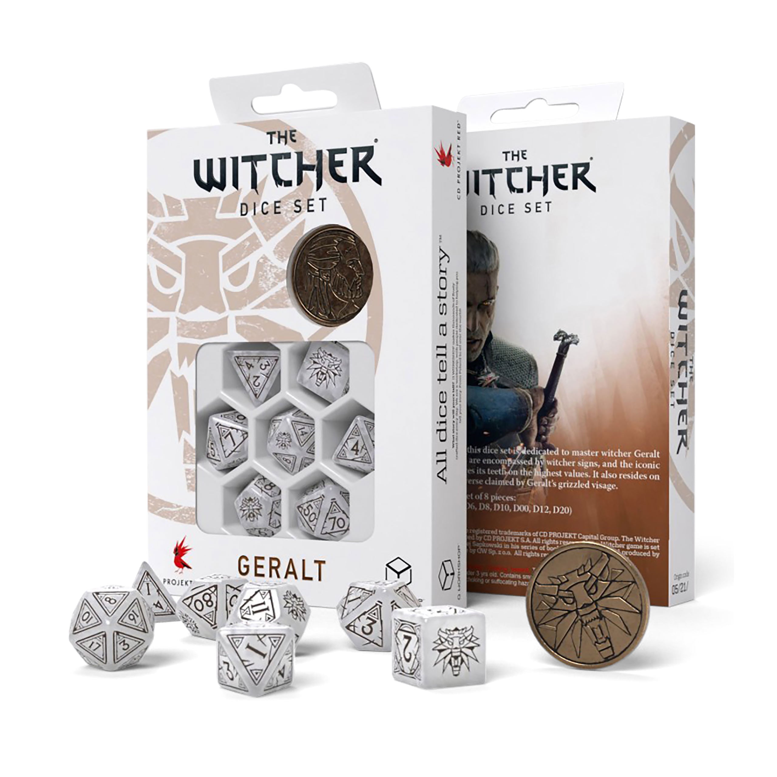 Image produit Witcher - Geralt Loup Blanc RPG Set de dés 7pcs avec pièce de collection