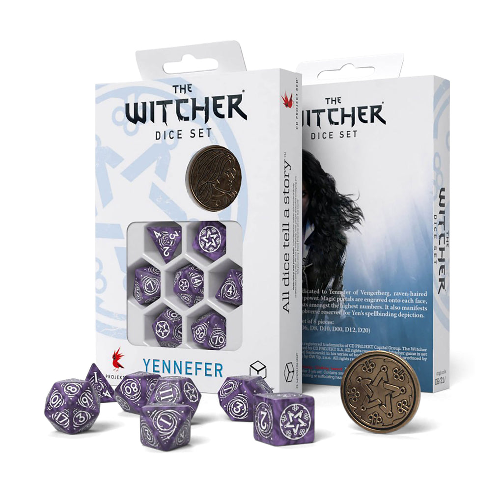 Image produit Witcher - Yennefer Lilas & Baies d'oie Jeu de dés RPG 7pcs avec pièce de collection