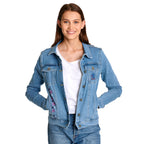 Image produit Lilo & Stitch - Flowers Veste en jean femme bleue