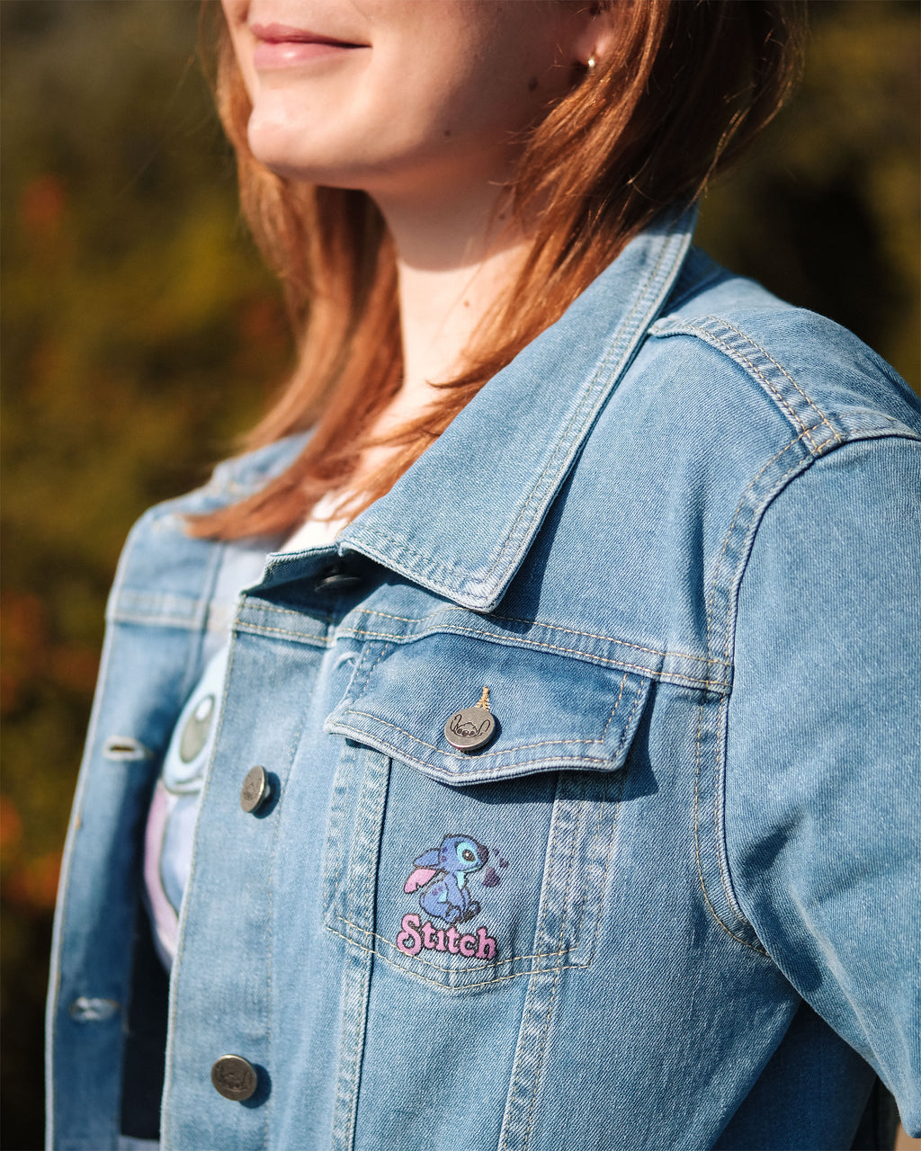 Image produit Lilo & Stitch - Flowers Veste en jean femme bleue