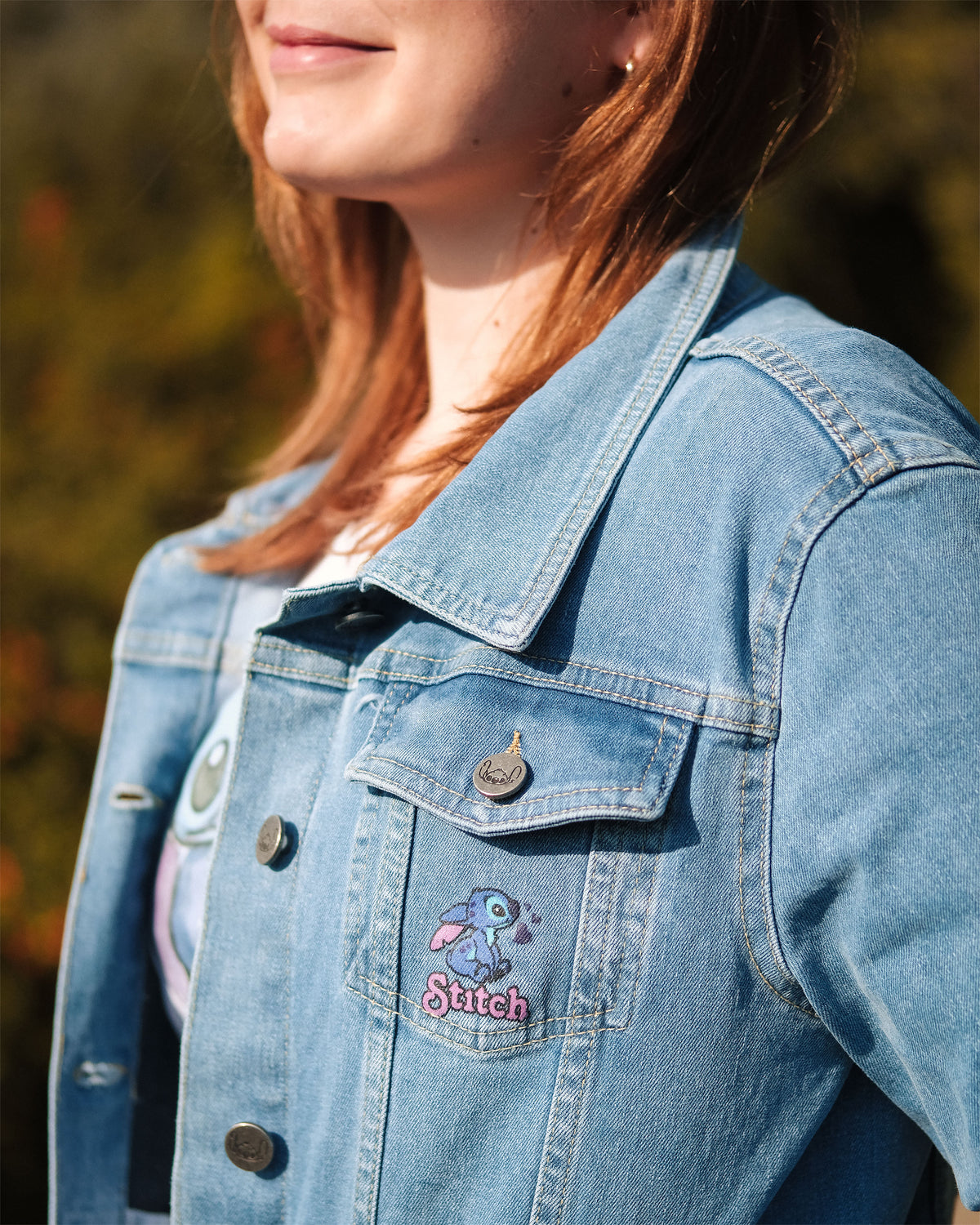 Image produit Lilo & Stitch - Flowers Veste en jean femme bleue