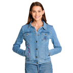 Image produit Lilo & Stitch - Flowers Veste en jean femme bleue