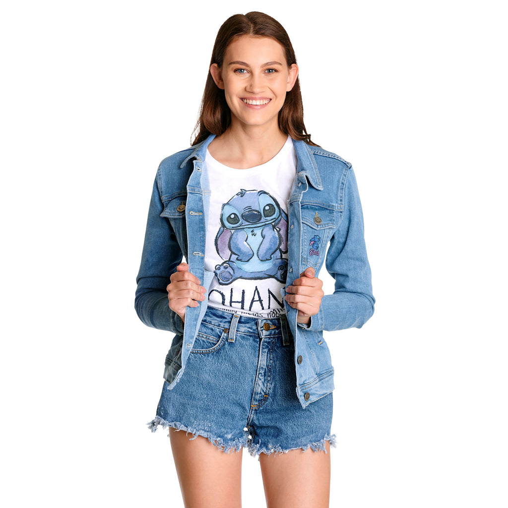 Image produit Lilo & Stitch - Flowers Veste en jean femme bleue