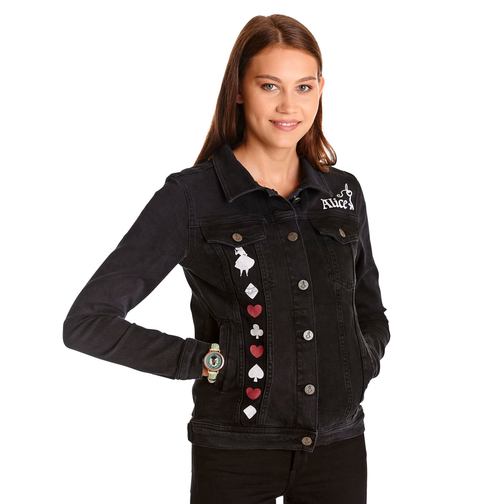 Image produit Alice au Pays des Merveilles - Veste en jean noire pour femme