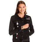 Image produit Alice au Pays des Merveilles - Veste en jean noire pour femme