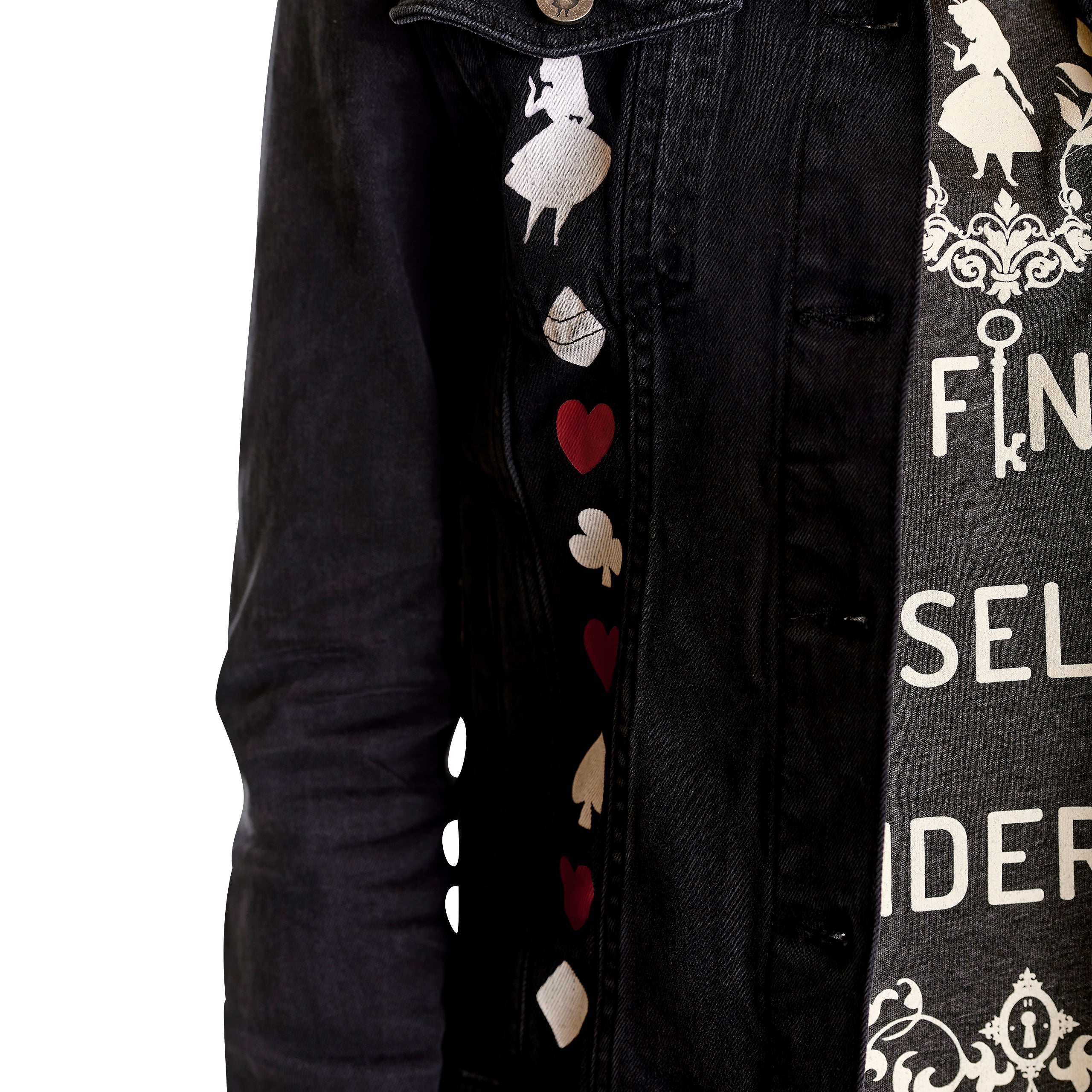 Image produit Alice au Pays des Merveilles - Veste en jean noire pour femme