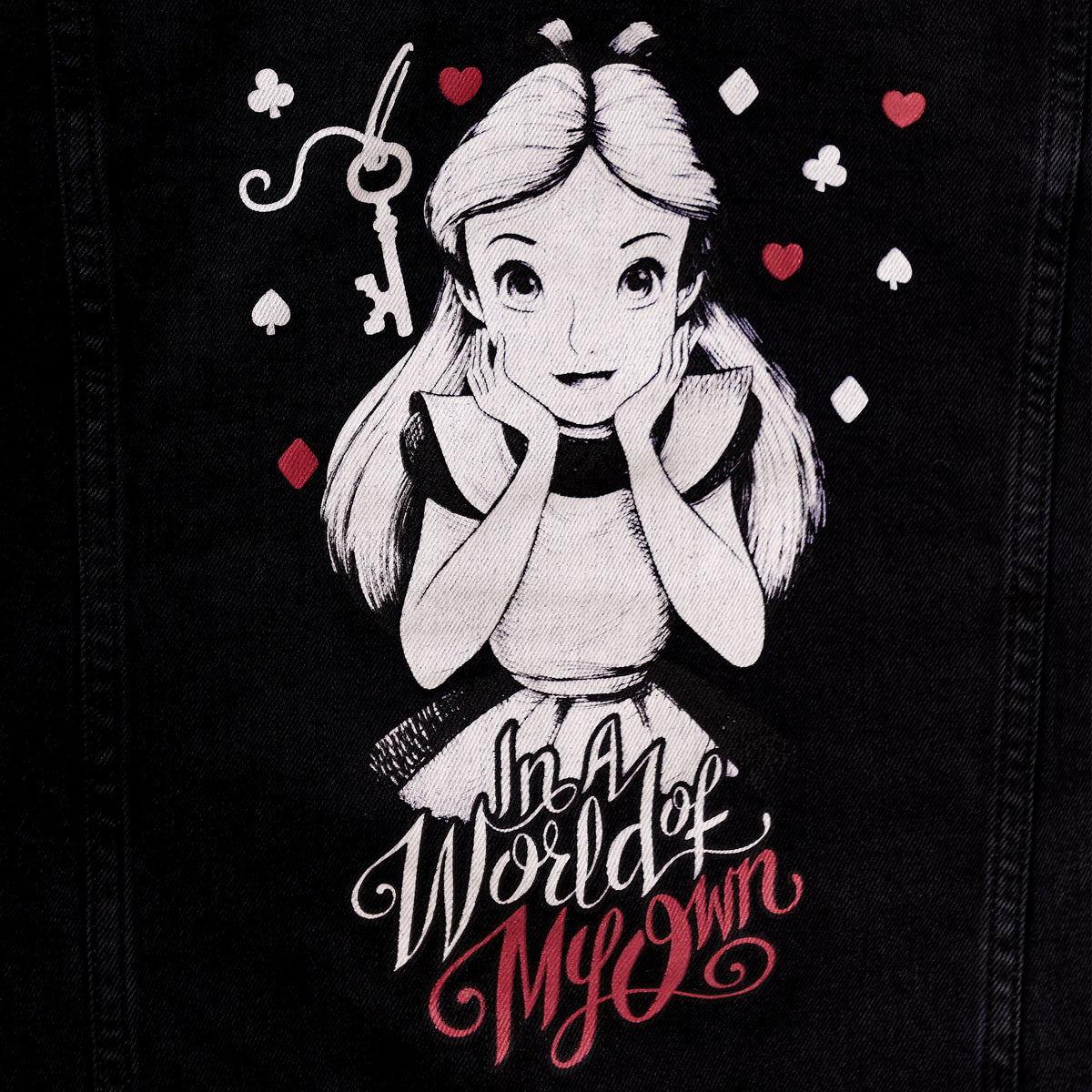 Image produit Alice au Pays des Merveilles - Veste en jean noire pour femme