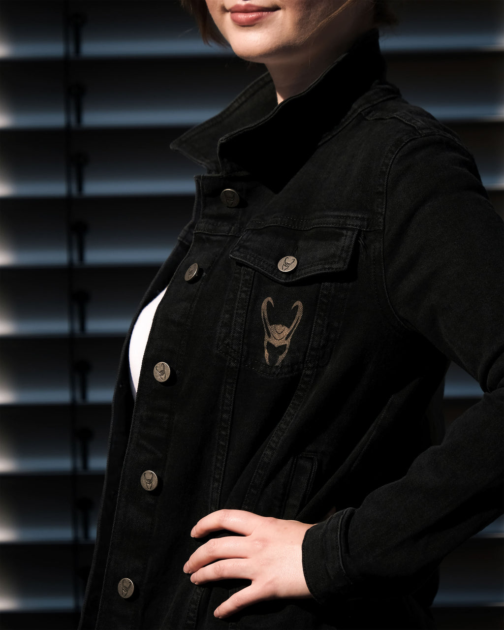 Image produit Loki - Logo veste en jean femme noir