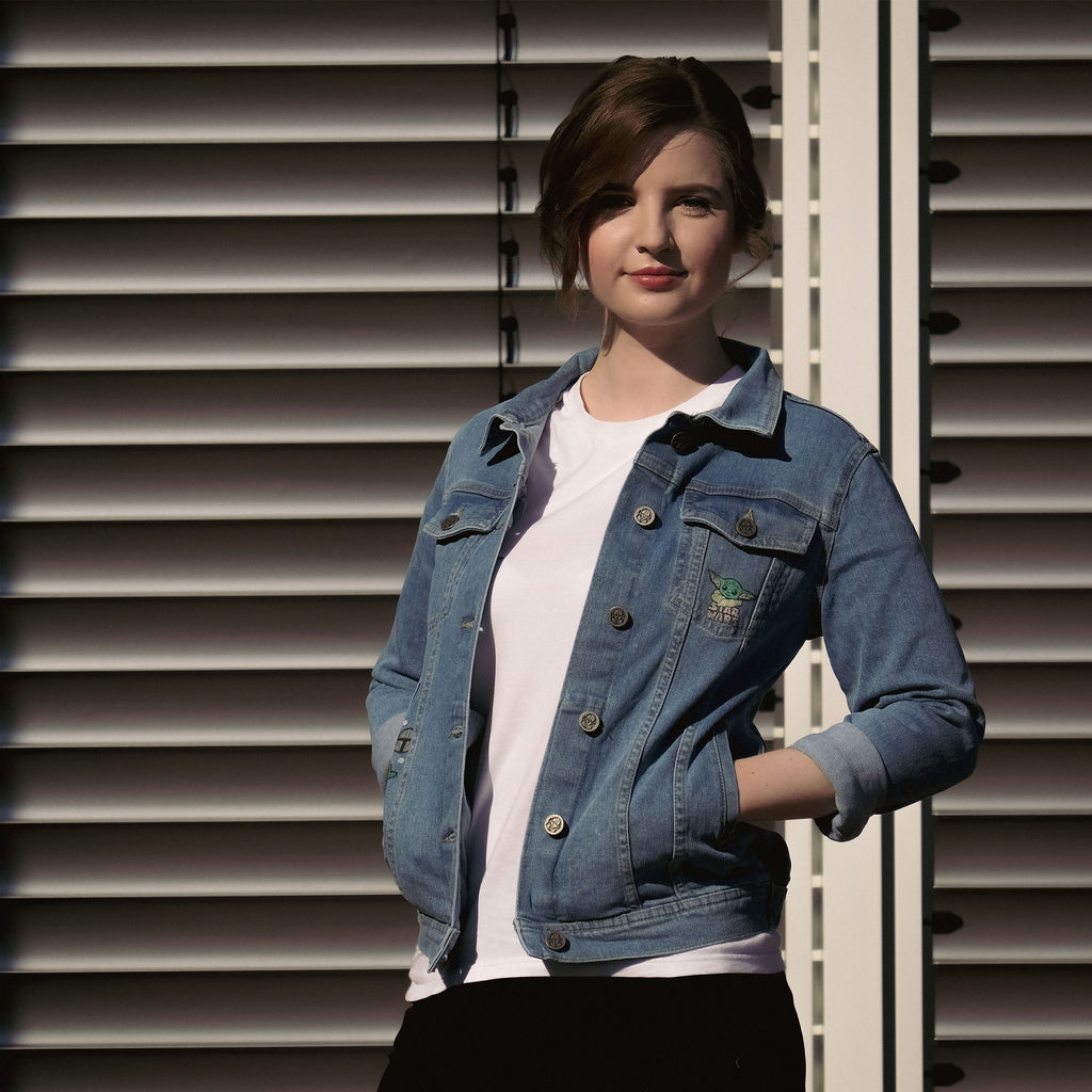 Image produit Veste en jean Grogu pour femmes bleue - Star Wars The Mandalorian