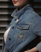 Image produit Veste en jean Grogu pour femmes bleue - Star Wars The Mandalorian