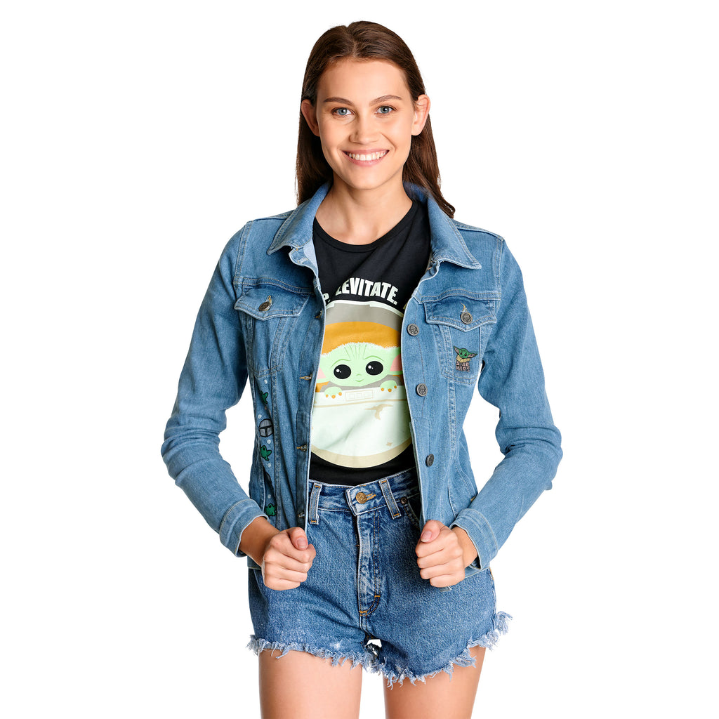 Image produit Veste en jean Grogu pour femmes bleue - Star Wars The Mandalorian