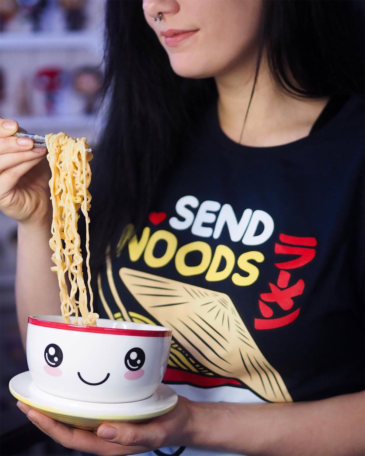 Image produit T-shirt Send Noods Ramen pour les fans d'anime bleu