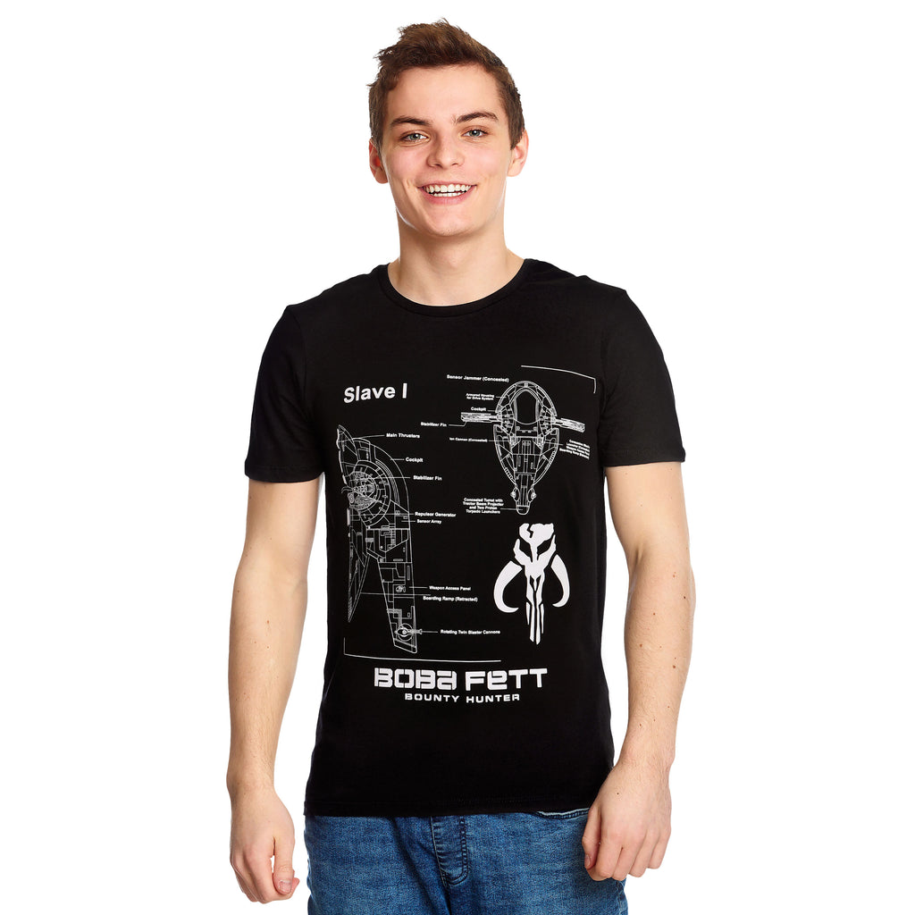 Image produit Star Wars - Boba Fett Slave I Sketch T-Shirt noir