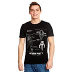 Image produit Star Wars - Boba Fett Slave I Sketch T-Shirt noir