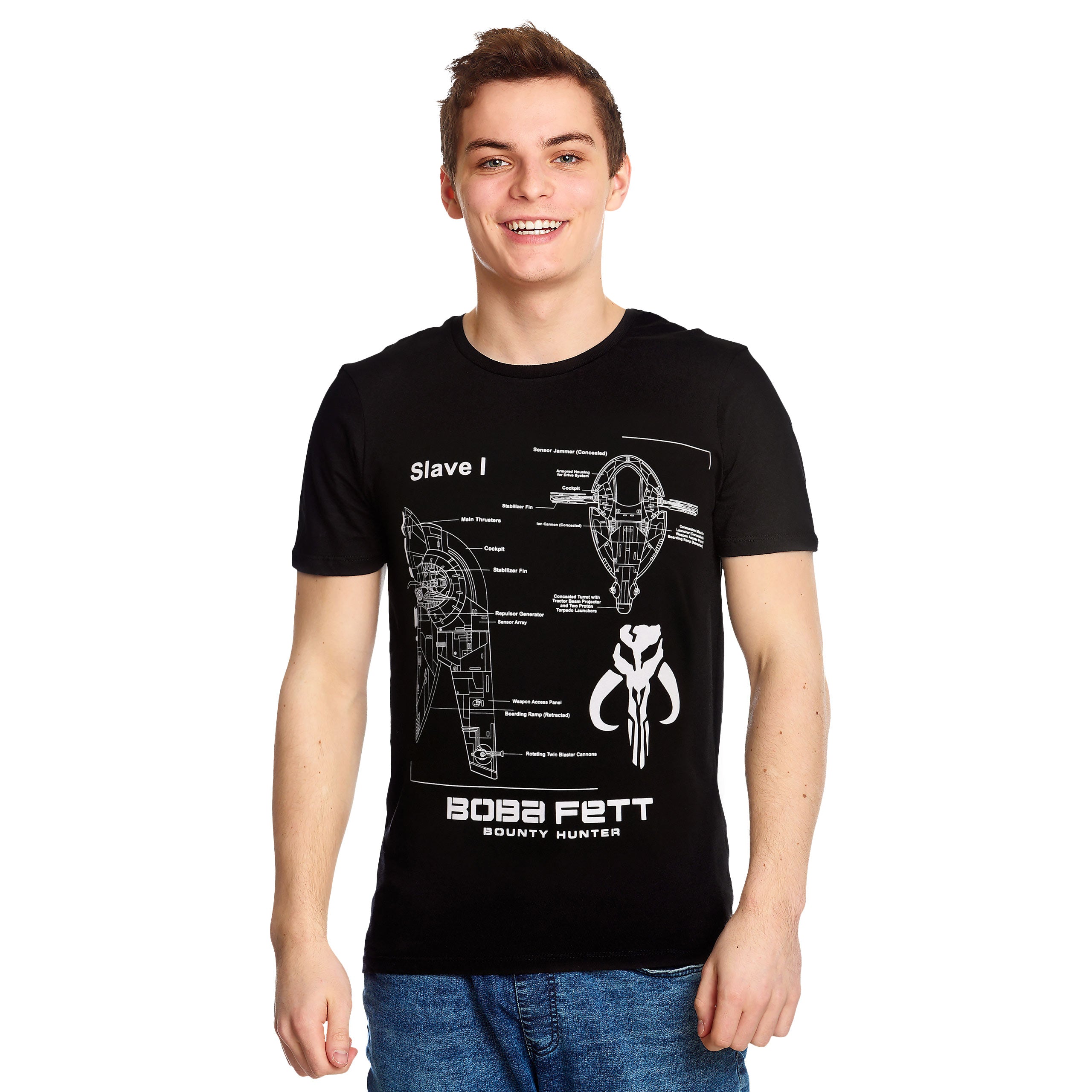 Image produit Star Wars - Boba Fett Slave I Sketch T-Shirt noir