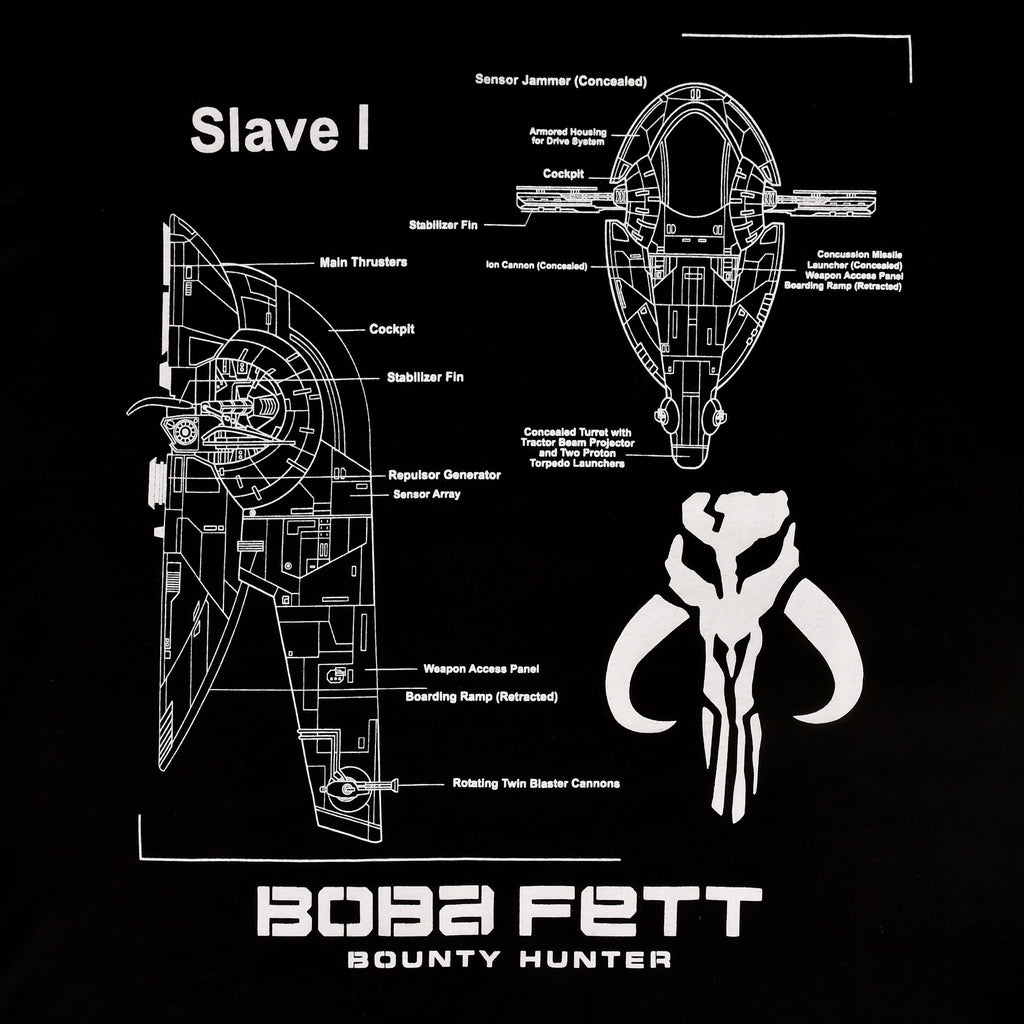 Image produit Star Wars - Boba Fett Slave I Sketch T-Shirt noir