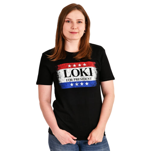 Image produit T-shirt For President noir pour les fans de Loki