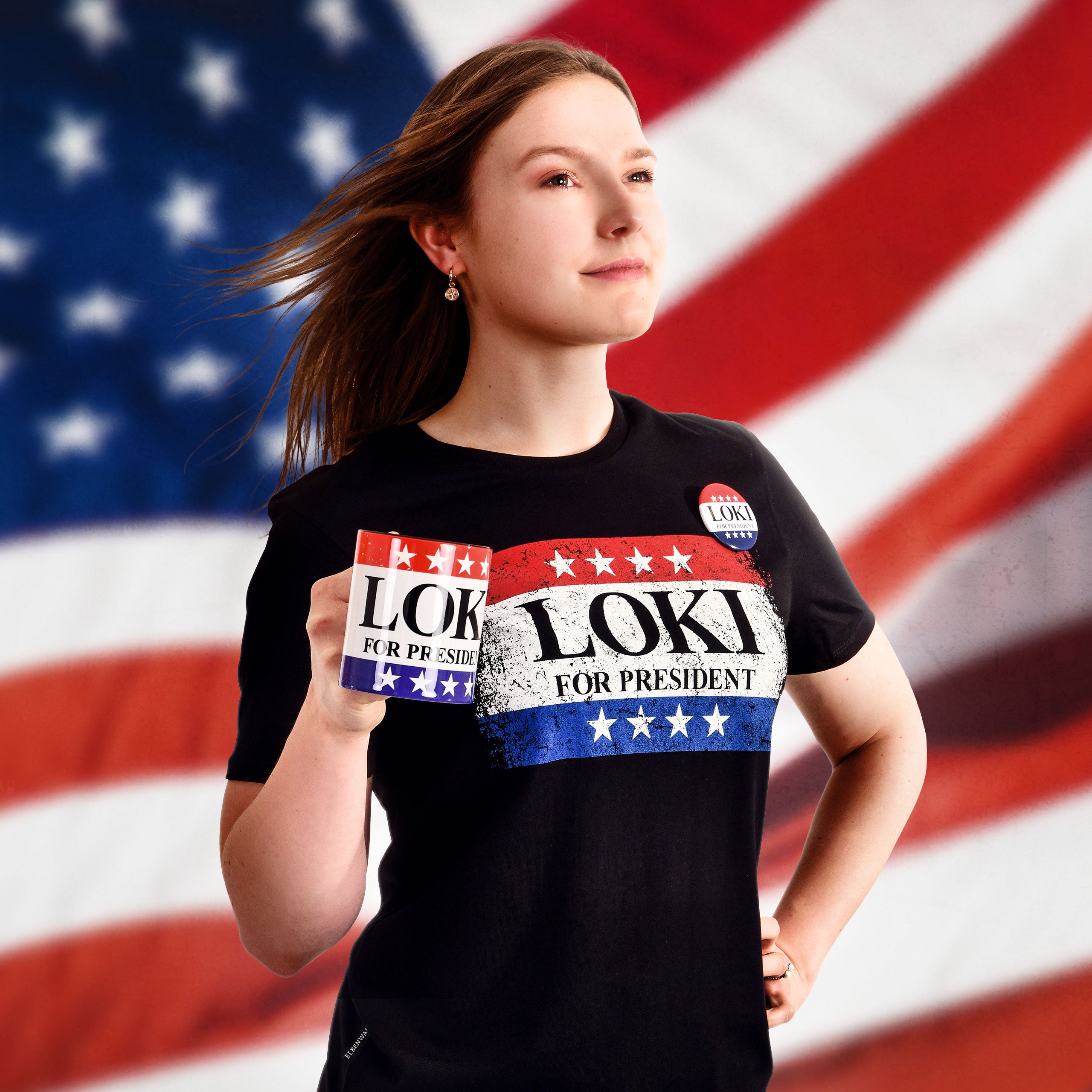 Image produit T-shirt For President noir pour les fans de Loki