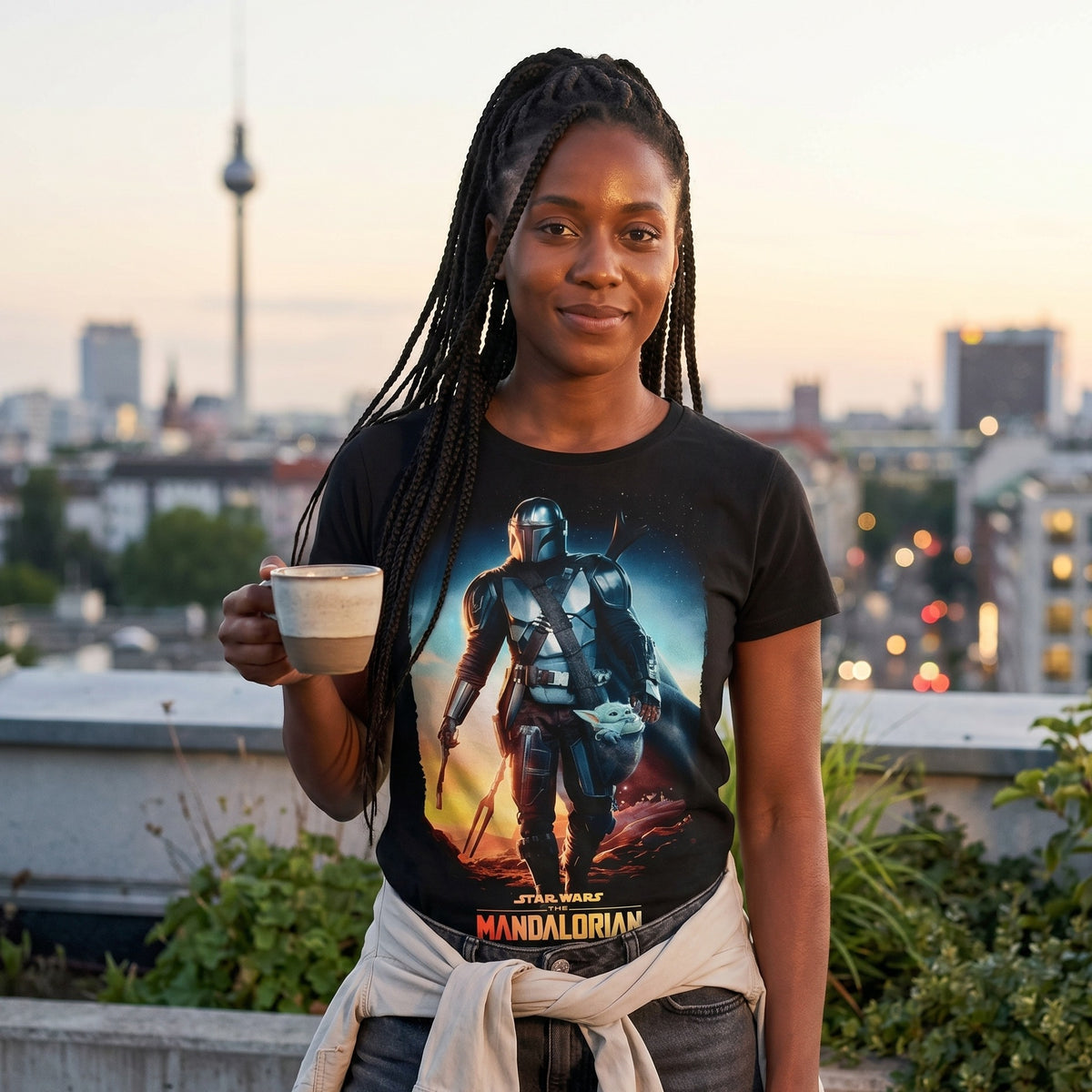 Image produit T-shirt noir Through The Galaxy - Star Wars Mandalorian