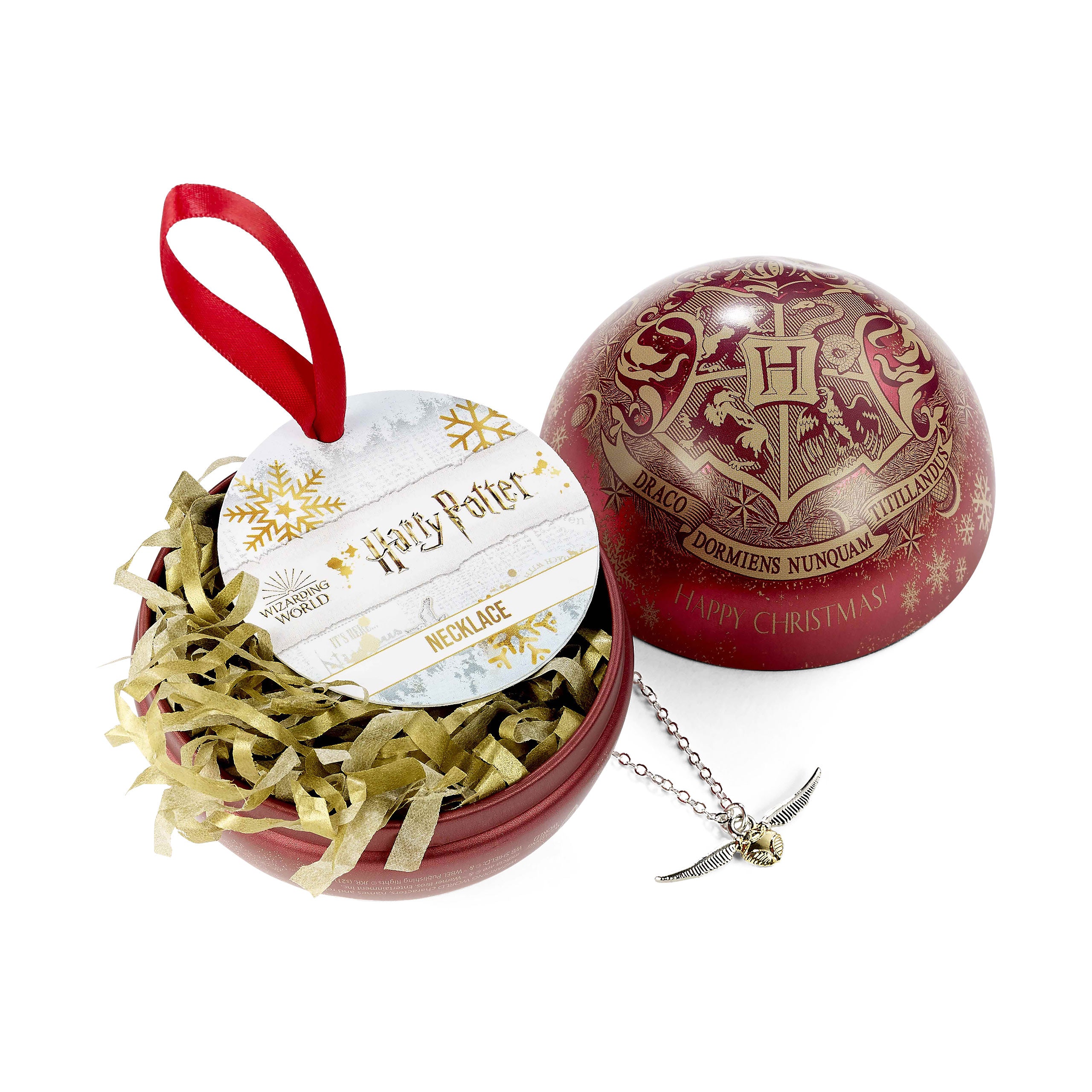 Image produit Harry Potter - Boule de Noël blason de Poudlard avec collier Vif d'Or
