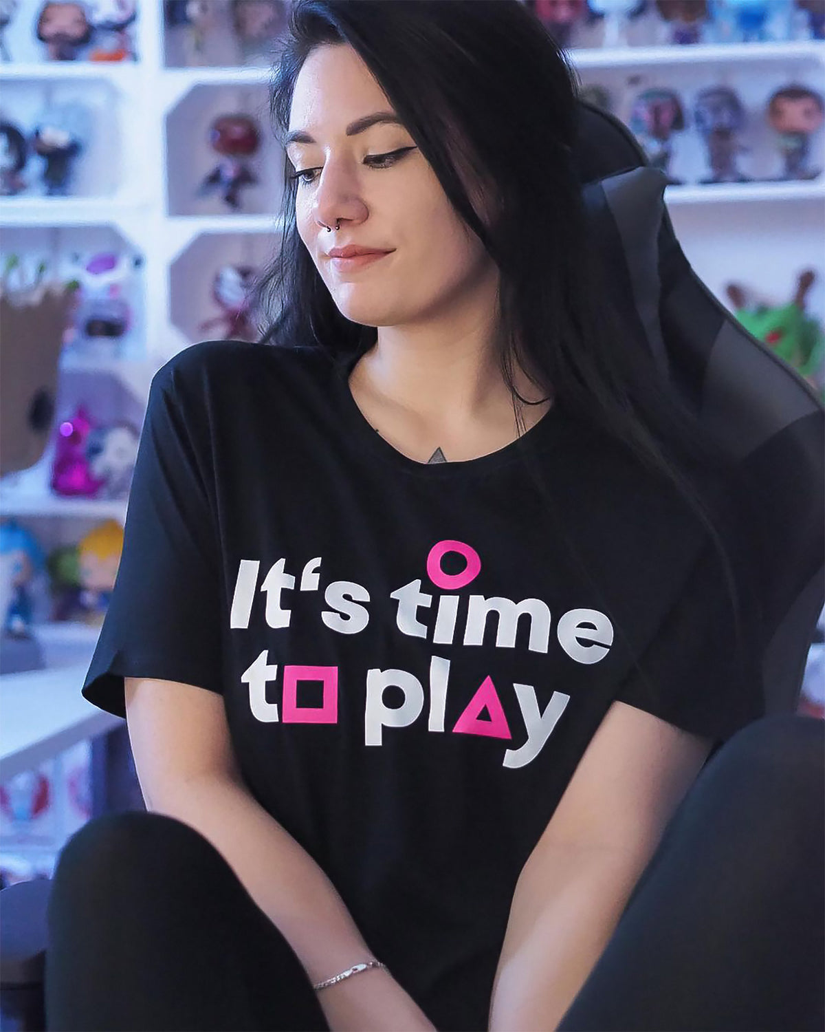 Image produit T-shirt It’s Time to Play pour les fans de Squid Game Noir