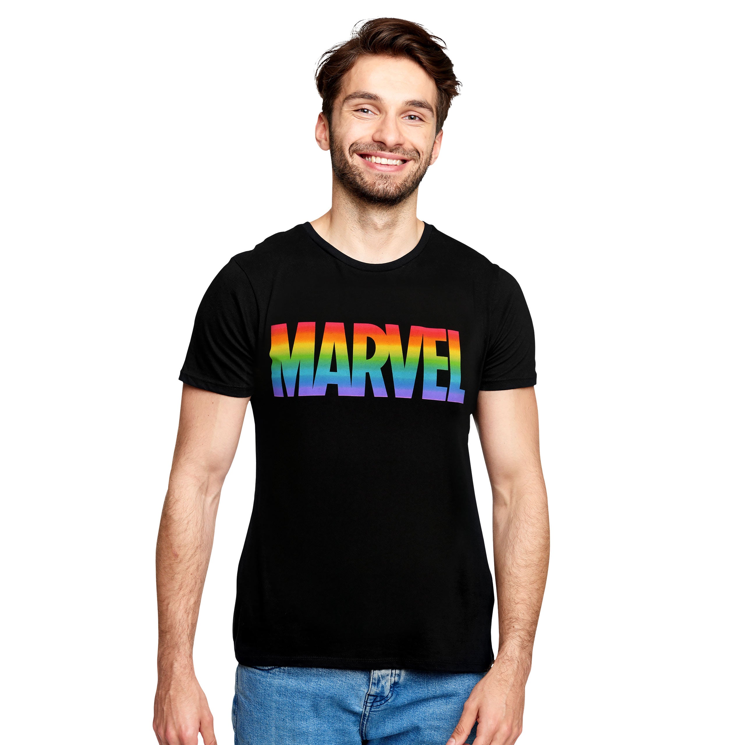 Image produit Marvel - T-Shirt Logo Pride Arc-en-ciel noir