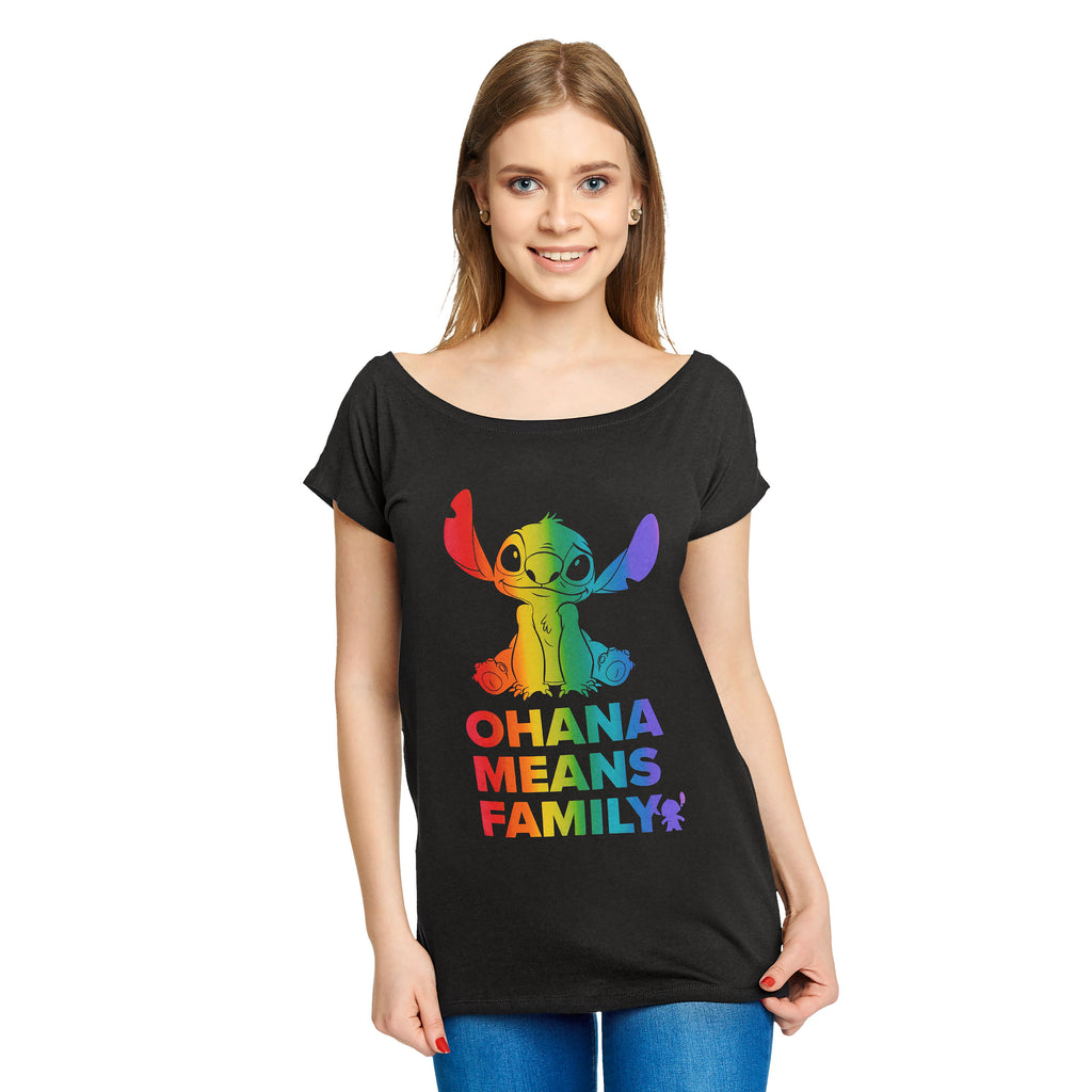 Image produit Lilo & Stitch - T-shirt Ohana Rainbow Pride pour femmes, coupe décontractée