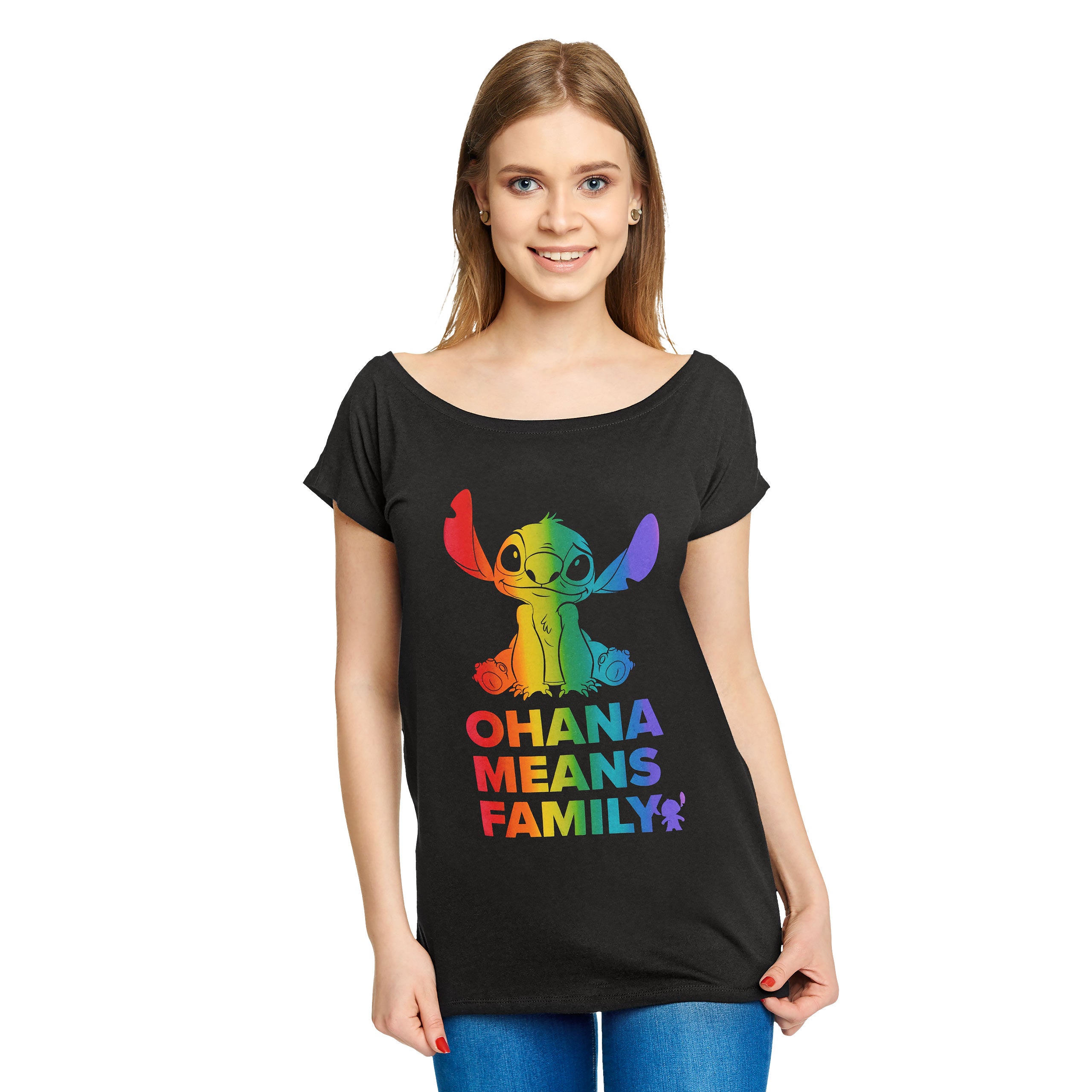 Image produit Lilo & Stitch - T-shirt Ohana Rainbow Pride pour femmes, coupe décontractée