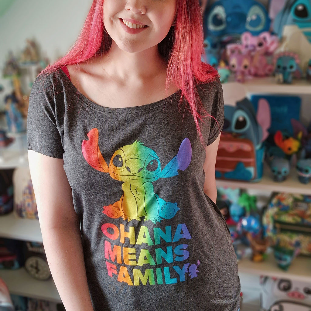 Image produit Lilo & Stitch - T-shirt Ohana Rainbow Pride pour femmes, coupe décontractée